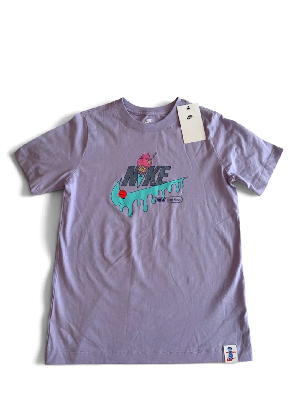The Nike Tee Treat Your Sole Ice Cream Girls Size Medium Shirt NWT Lavender